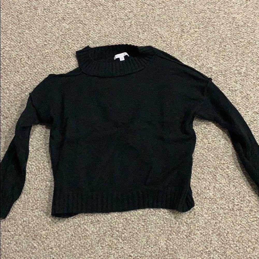 Don’t Ask Why Black One Shoulder Cutout Sweater